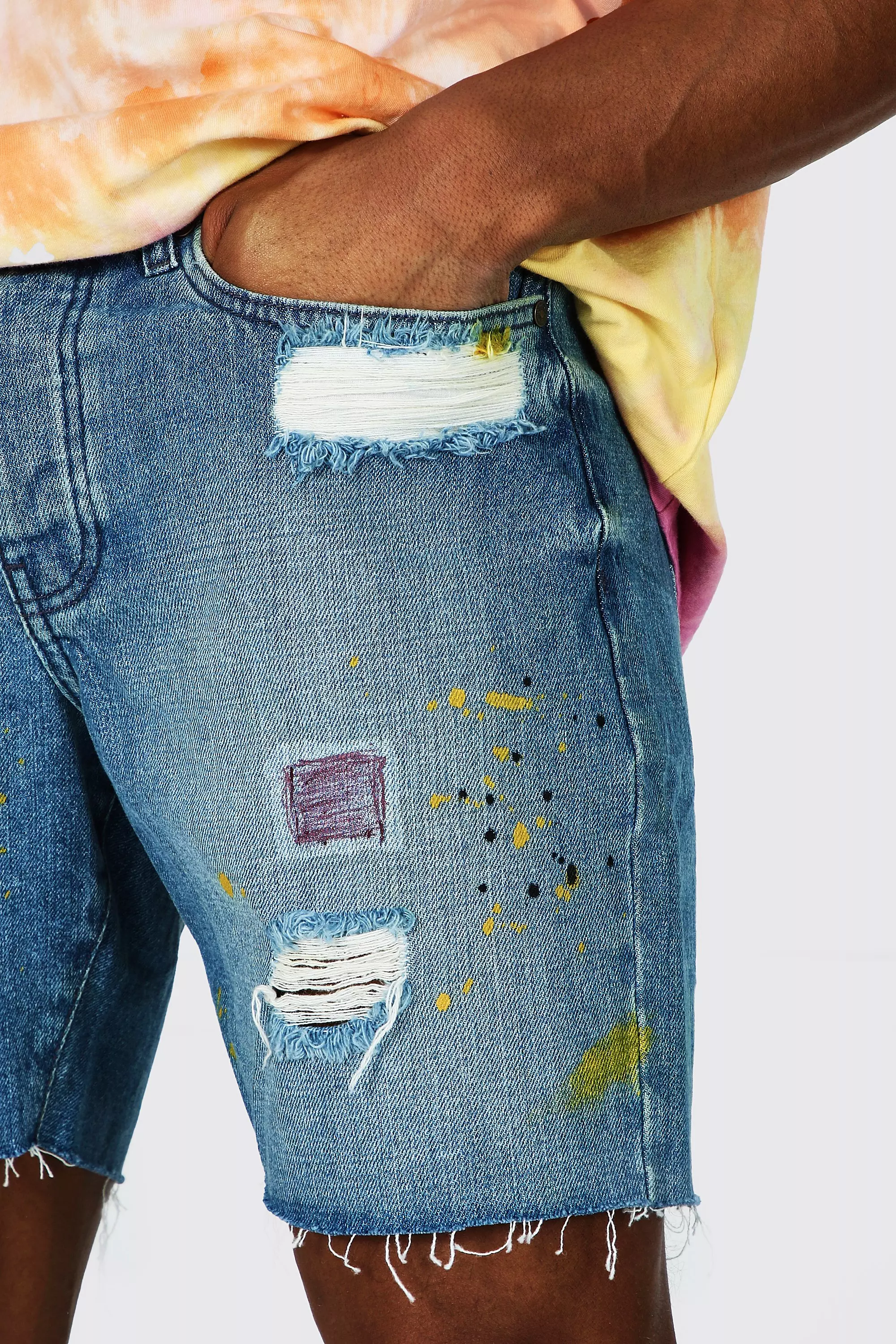 Paint splatter sale denim shorts